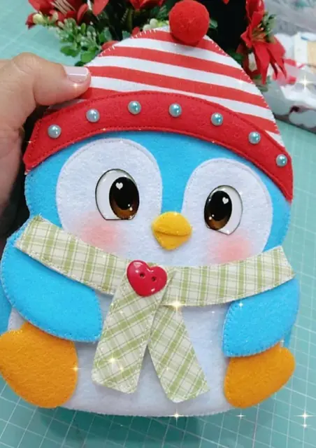 Caixinha Porta Doces Pinguim Natalino